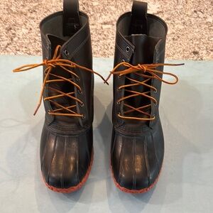 L.L. Bean Black and Orange Rain & Snow Boots Waterproof Design